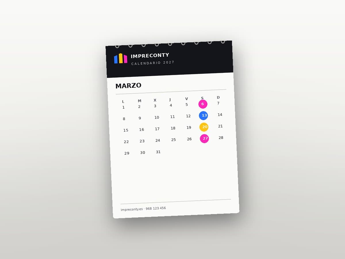 Calendario corporativo — proyecto de portfolio realizado por Impreconty
